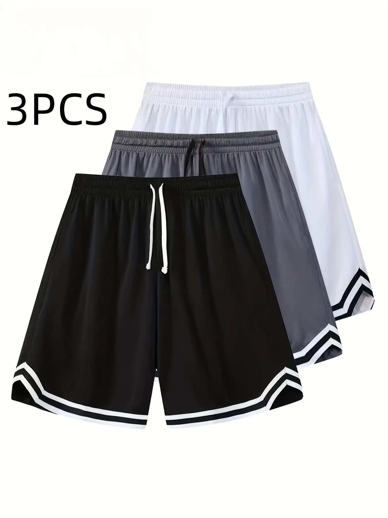 Men's 3-Pack Athletic Shorts, Fitted High Stretch Polyester Mesh Design, Breathable & Quick-Drying for Gym, Multi-Sport Training, and Running, Active, Men's Shorts, Adjustable Drawstring Men's Sports Shorts