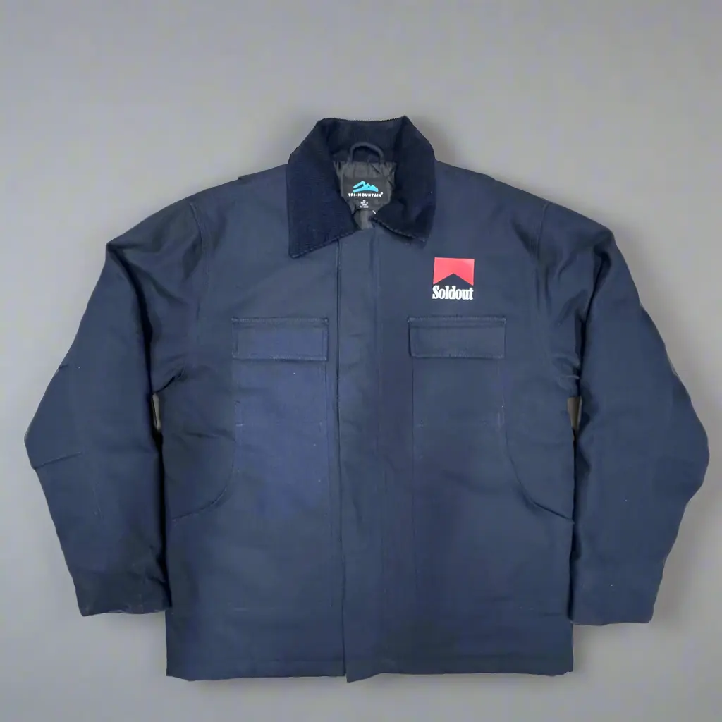 Sold Out Society Navy Canvas Work Coat – Custom Printed | Corduroy Collar | LA