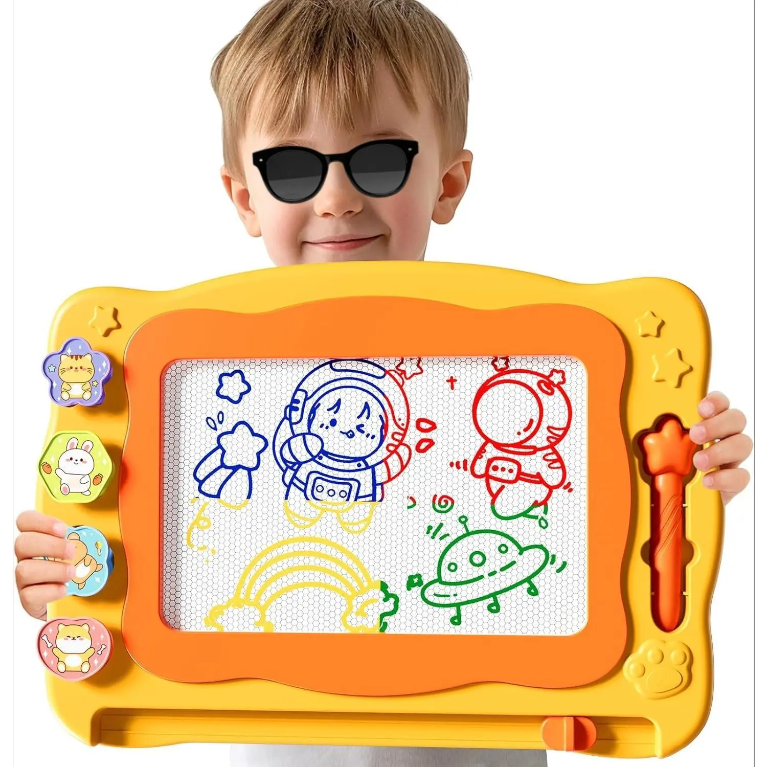 GJ-SQ-ITC011 Large Magnetic Drawing Board Toddler Toys for 3 4 5 6 Year Old Kids Girls Boys, Doodle Board Montessori Preschool Educational Travel Toys Gifts for 3 4 5 6 Year Old Etch Sketch Erasable Writing Pad, Unisex, 3 - 4 Years