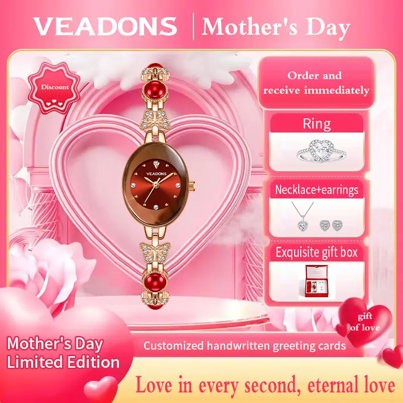 【 The Perfect Gift for Women's Festivals 】 Elegant Ladies' Jewelry Butterfly Bracelet Wristwatch: It can be worn as a wristwatch or in the shape of a bracelet.  The fashionable and elegant design is paired with a romantic rose gift box.