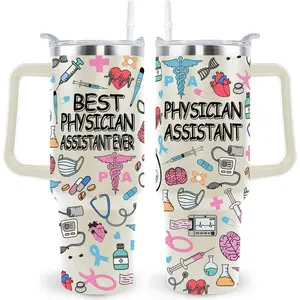 40 Oz Physician Assistant Tumbler Physician Assistant Gifts Stainless Steel Insulated Physician Assistant Travel Cup with Handle PA Physician Assistant Week Gifts for Women Men