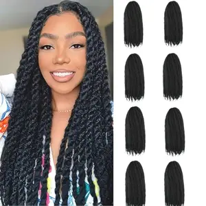 8 Packs Marley Twists Braiding Hair 24Inch Cuban Twist Afro Kinky Curly Crochet Twist Blonde Faux Locs Crochet Synthetic Hair Body Wave Protective Styling Tangle Free Crochet Hair for Black Women