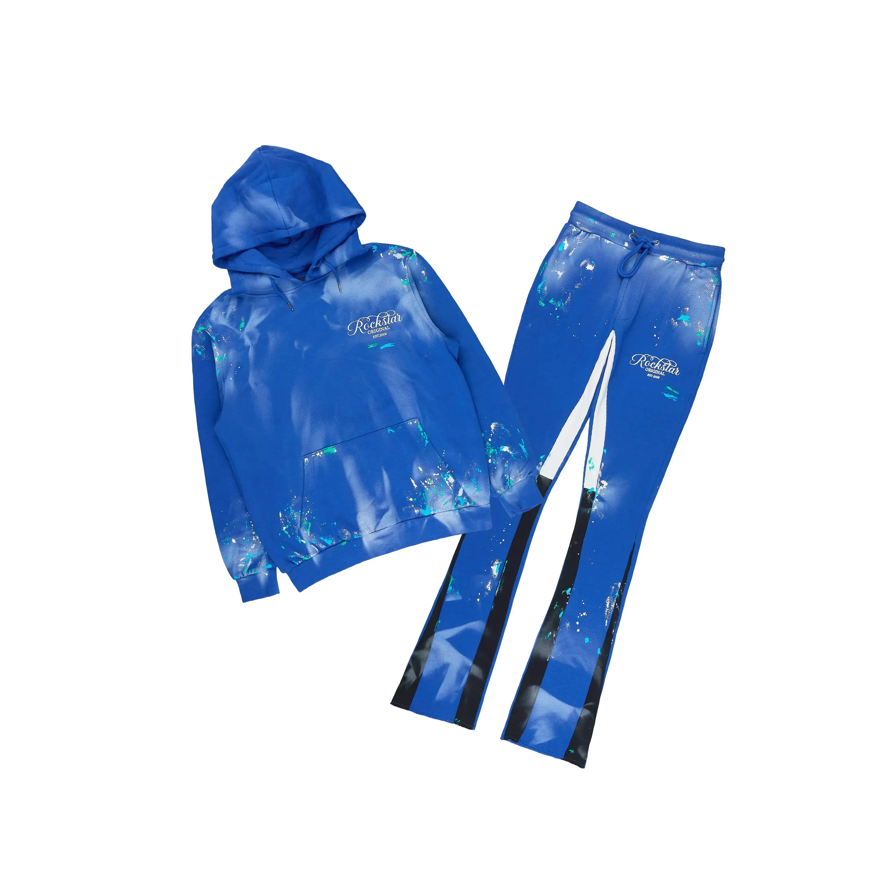 Kanne Royal Blue Hoodie/Stacked Flare Pant Track Set
