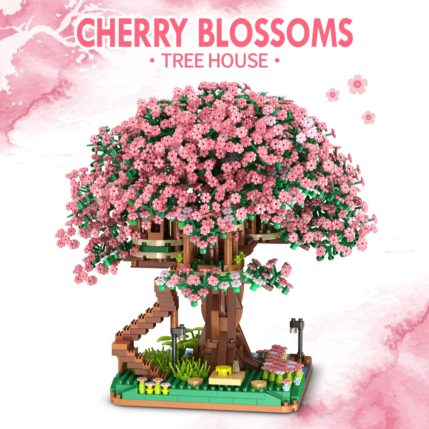 MINI Building Block Cherry Blossom Tree Set, 2138-Piece Miniature ABS Plastic Bricks Diorama Kits, Decorative Collectibles Compatible with Multiple Brands, Girl’s Bouquet Gift for Christmas, Building Kit