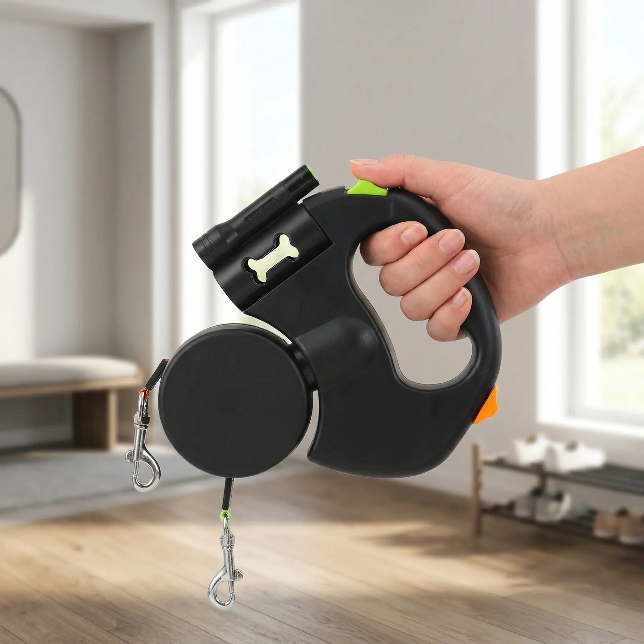 2-in-1 Dual Head Retractable Dog Leash for Small & Medium Breeds – Ideal for Teddies and Pomeranians