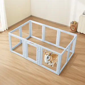 VEVOR Plastic Dog Whelping Box - 76x49x30in 10-Panel Modular Whelping Pen Set for Large Dogs, Waterproof Pet Birth Kit with Plastic Frame, Buckle Clips, Transparent Windows, Door Lock, Durable Easy-Clean Indoor Use, Easy Cleaning