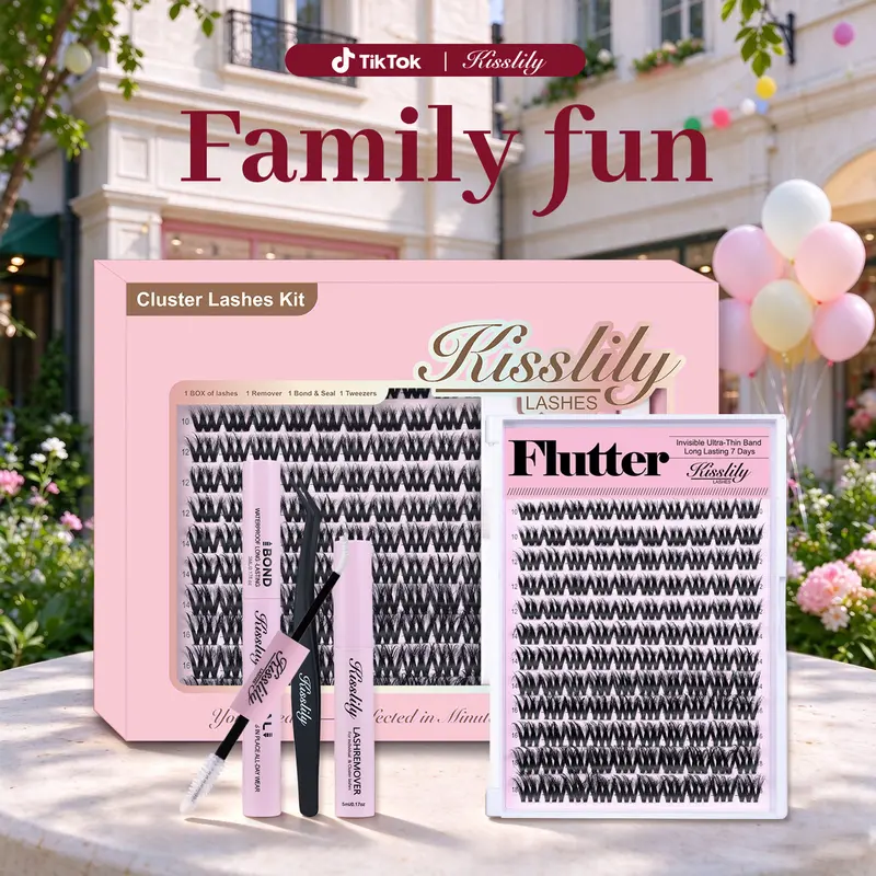 Flutter | Kisslily Volume Lashes DIY Lash Clusters for Bold Dramatic Look | Lyra style Lashes with Ultra-Dense,Invisible band,Waterproof，Long-Lasting for a Flawless,Volumious Look | Trendy&Must-Have Downy Lash Clusters Makeup #tiktokshopstockup familyfun