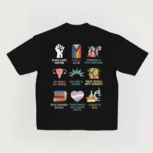 Men's Round Neck Short Sleeve Stretch Relaxed Fit Menswear Cotton T-Shirt - Human Rights Equality Graphic Tee, Social Justice Activist, Everyday Casual, Breathable Fabric