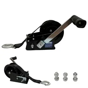 Garvee 3500lbs Heavy Duty Boat Trailer Winch with 33FT Strap, Dual-Speed 4:1/8:1 Gear Ratio, 2-Way Ratchet, Professional Hand Crank for Pulling Boat, Trailer, Truck, RV, ATV, Jet Ski