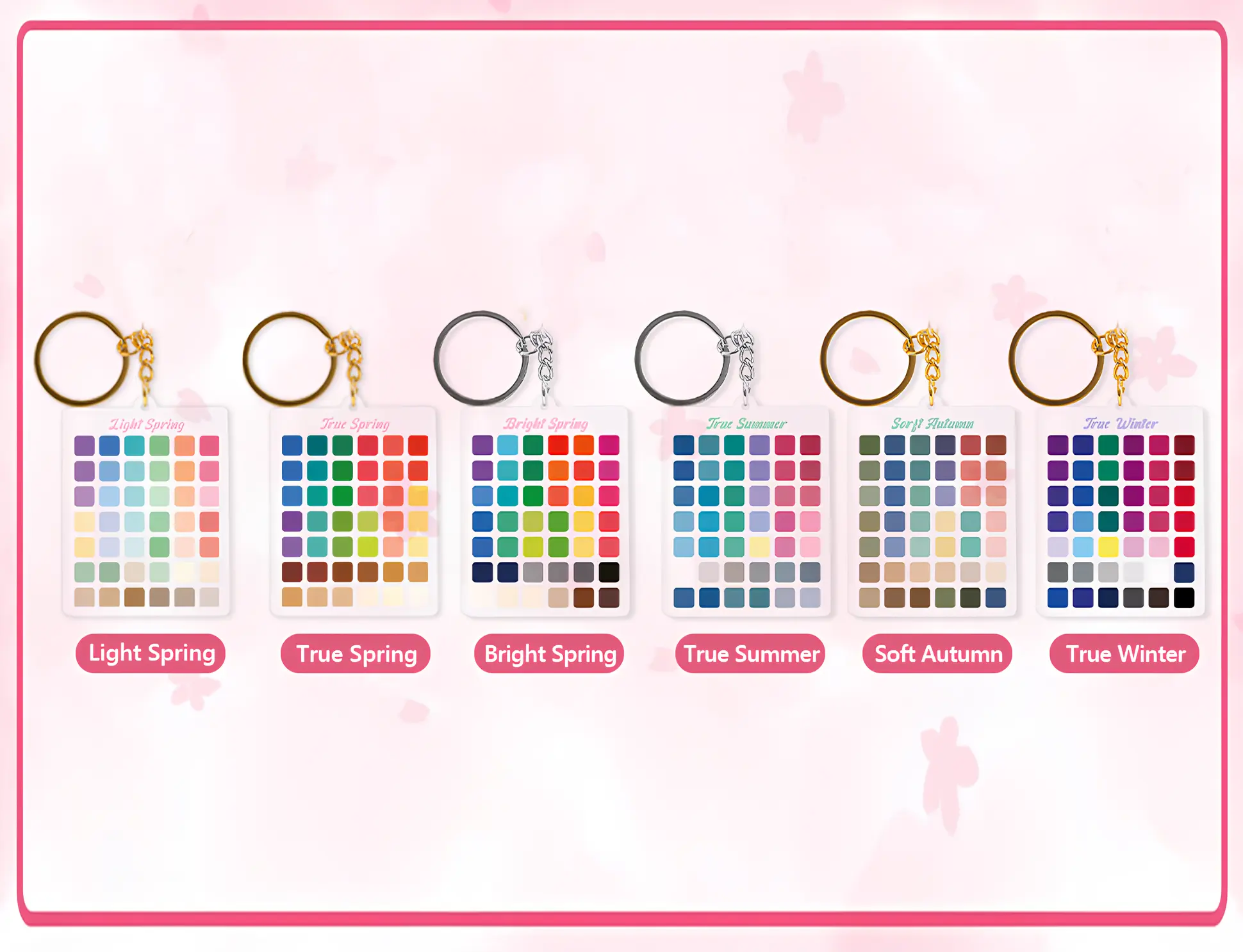 Seasons Color Analysis Swatch Keychain Portable Seasonal Palette for ...