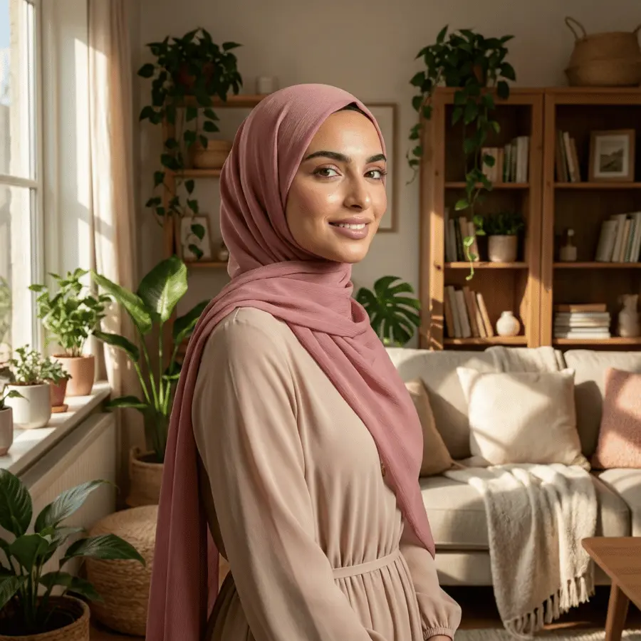 Whispering Breeze™ Crinkle Chiffon Hijab - Dusty Pink Blush