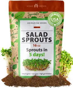 Microgreens and Sprouts Salad Seeds Mix (16oz) Broccoli, Alfalfa, Radish, Clover Seeds
