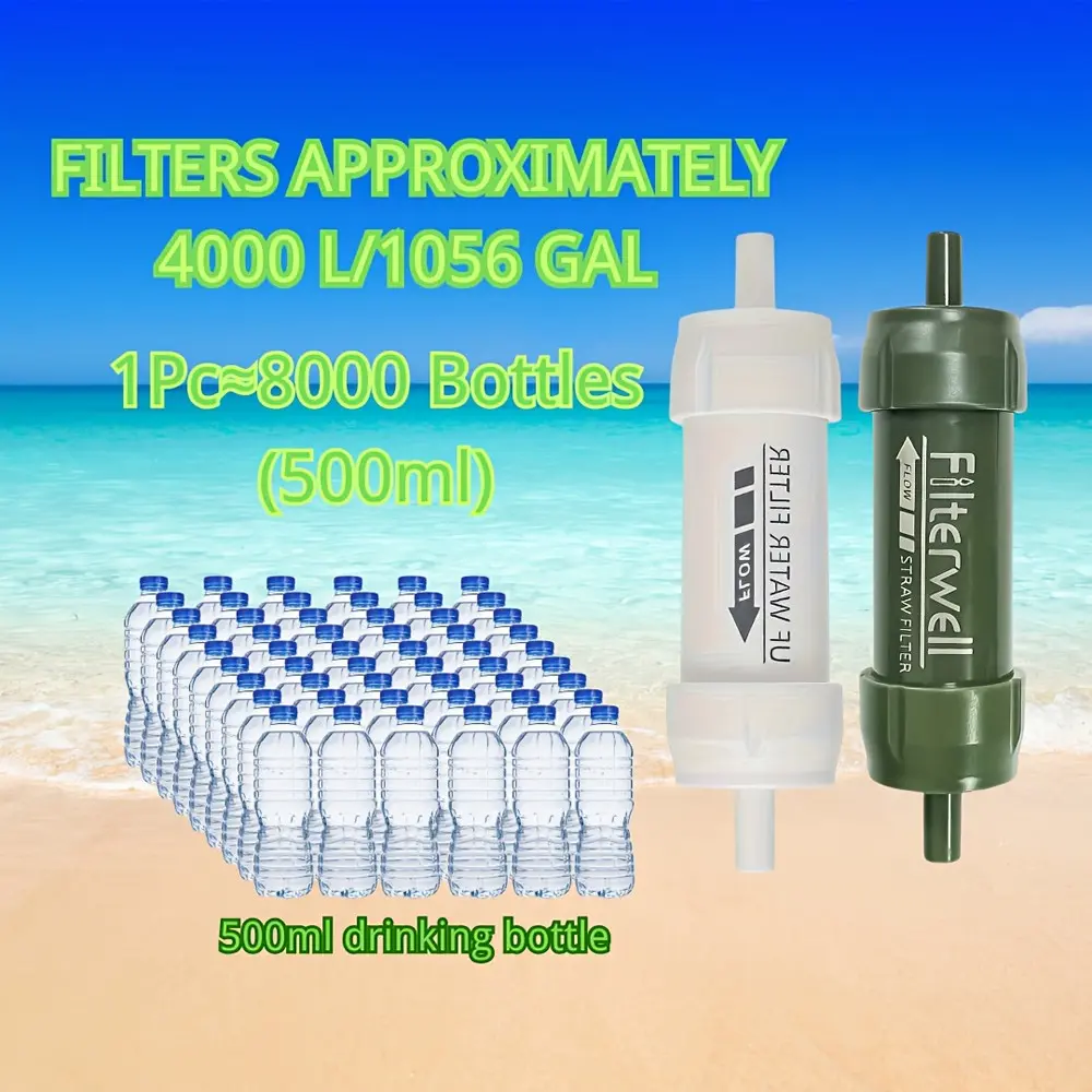 Portable Water Filter Straw, Mini Water Purification System, Water Filtration System for Hiking and Camping, Outdoor Emergency Survival Equipment, Camping Supplies