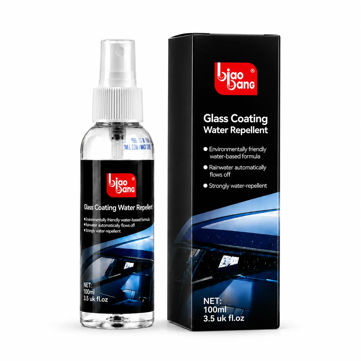 Biaobang Windshield Water Repellent, 100ml Rain Repellent for Car Glass, Hydrophobic Coating for Exterior Auto Glass and Mirrors