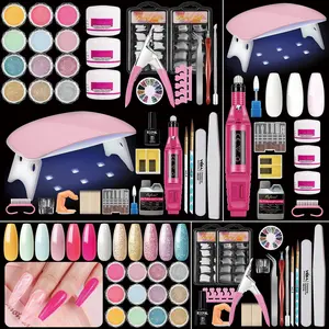 Acrylic Nail Kit for Beginners with Everything Nails Kit Acrylic Set with Drill UV Light Glitter Powder Decorations Rhinstones DIY Gifts for Women