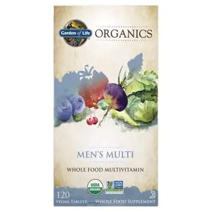 Garden of Life Organics Men's Multivitamin 120 Vegan Capsules for Daily Nutrition Support - Plant-Based Dietary Supplement for Men's Health - Healthcare