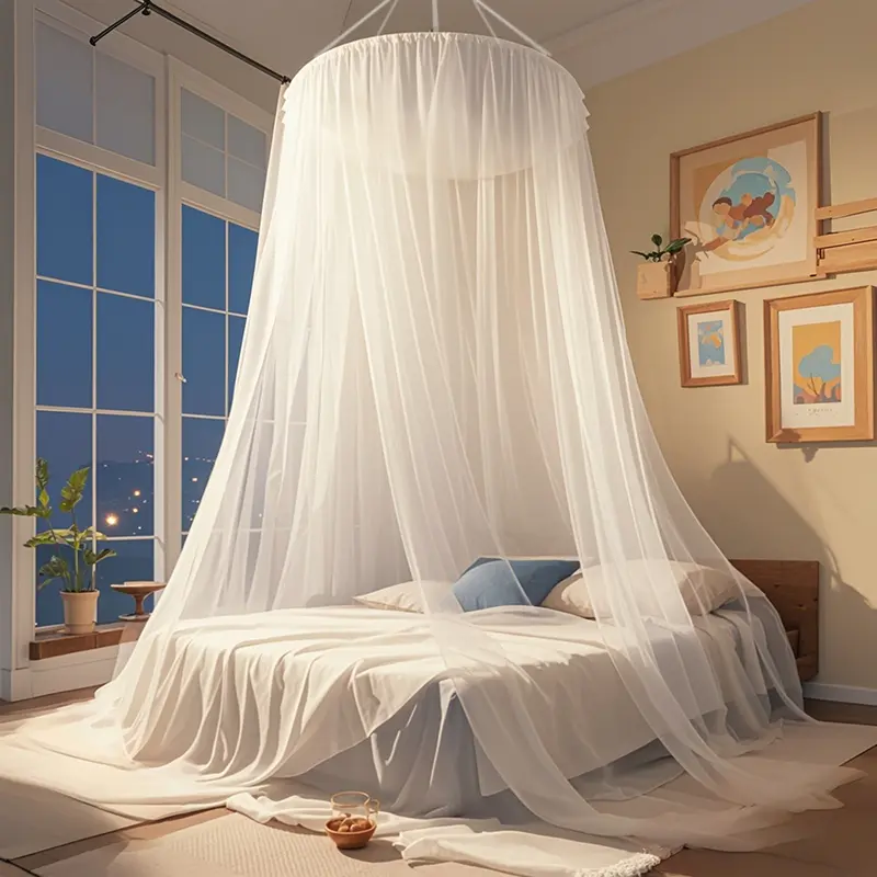 Portable Dome Mosquito Net for Bed - Encrypted Fine Mesh Mosquito Protection, Cool & Breathable Hanging Bed Canopy, Lightweight Foldable Easy Setup Bed Net for Home, Travel & Camping, Fits Twin/Queen/King Beds