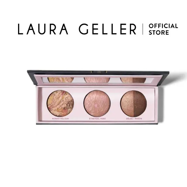 Laura Geller's Greatest Baked Face & Eye Palette New York Minute with Radiant Blush, Sun Kissed Bronzer, & 2-in-1 Eyeshadow for Perfect Makeup