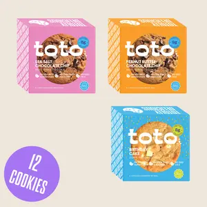 OG Flavors Bundle - 12 Cookies in 3 4-packs: Sea Salt Chocolate Chip, Peanut Butter Chocolate Chip, Birthday Cake