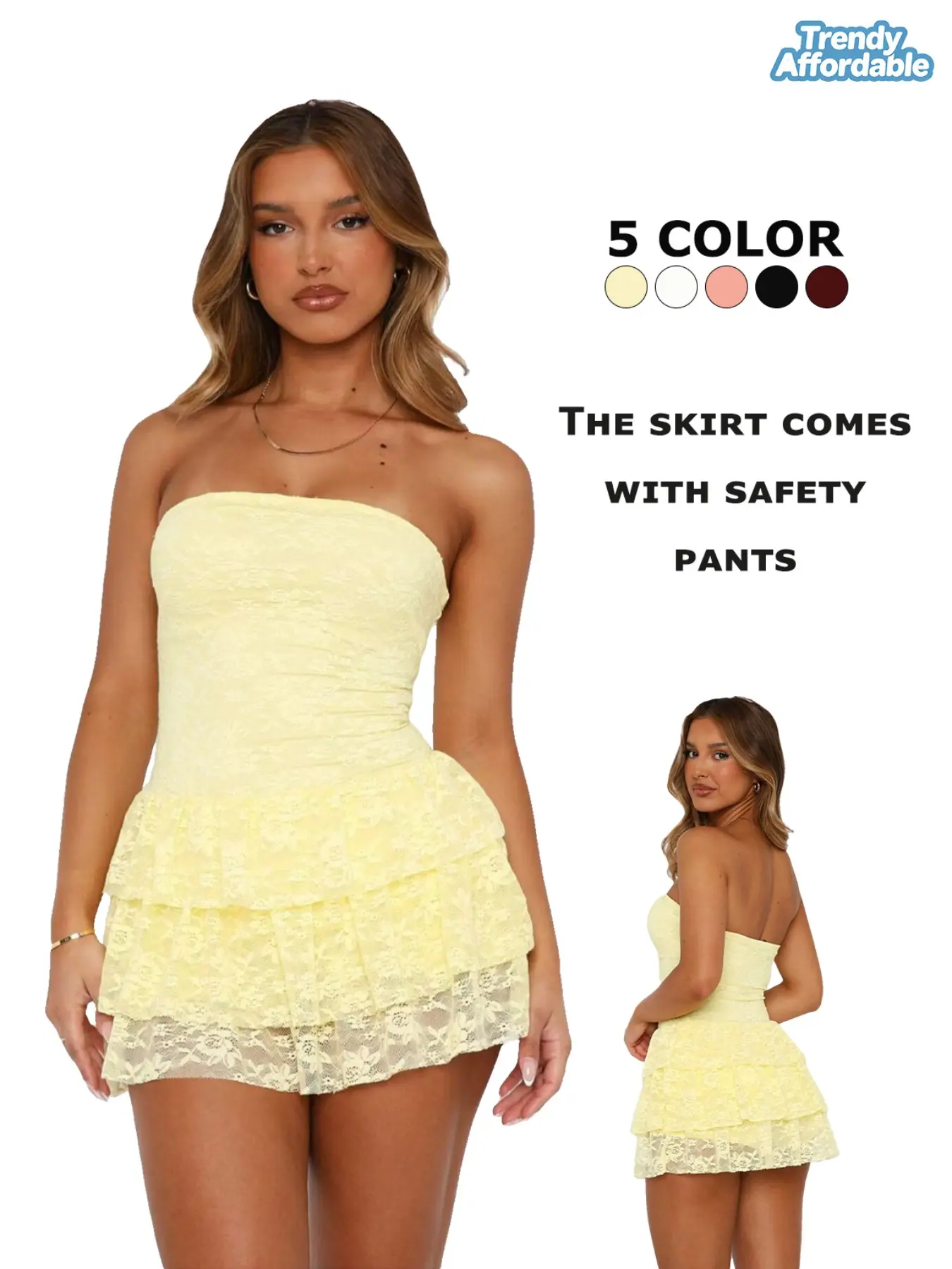 Women's Lace Tube Dress, Feminine Chic Elegant Style Lightweight Strapless Dress for Party Club Dating Wear, Ladies Summer Clothes, Elegant Evening Wear, Elegant Party Apparel