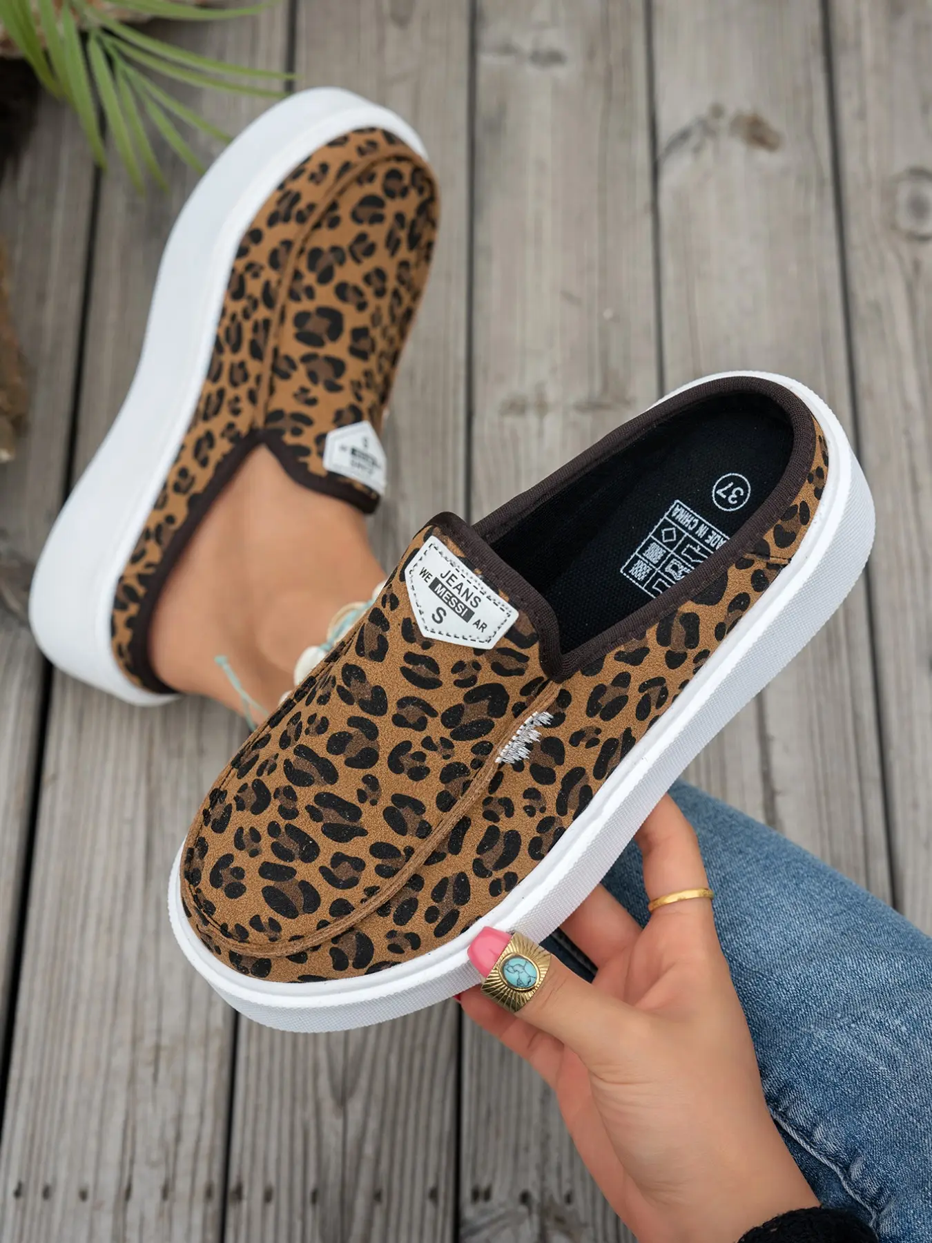 2026 Women's New Leopard Print Thick Sole Mules, Comfortable Slip-On Shoes for School and Vacation, Summer Shoes