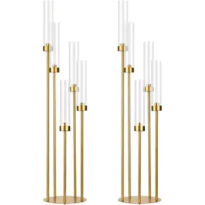 2 count  Floor Candelabra,5 Arm Candle Holder Tall Floor Candle Holder with  Lampshade for Wedding Table Birthday Party  Decoration Fit LED Taper Candles