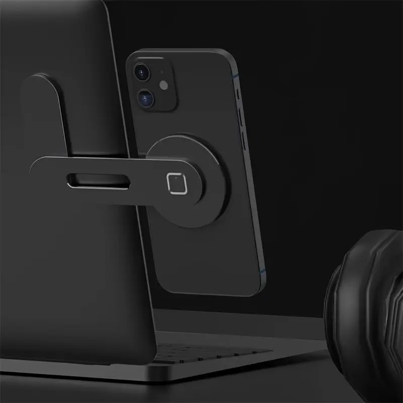 Adjustable Laptop Stand with Magnetic Phone Holder, Slim Monitor Side Clip for iPhone & All Phones, Portable Foldable Laptop Expansion Stand, Multifunctional Phone Stand