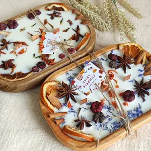 Pumpkin Wood Bowl Candle-Handcrafted 3 Wick Scented Candle  Decorative Ornaments for Cozy Autumn Home Decor