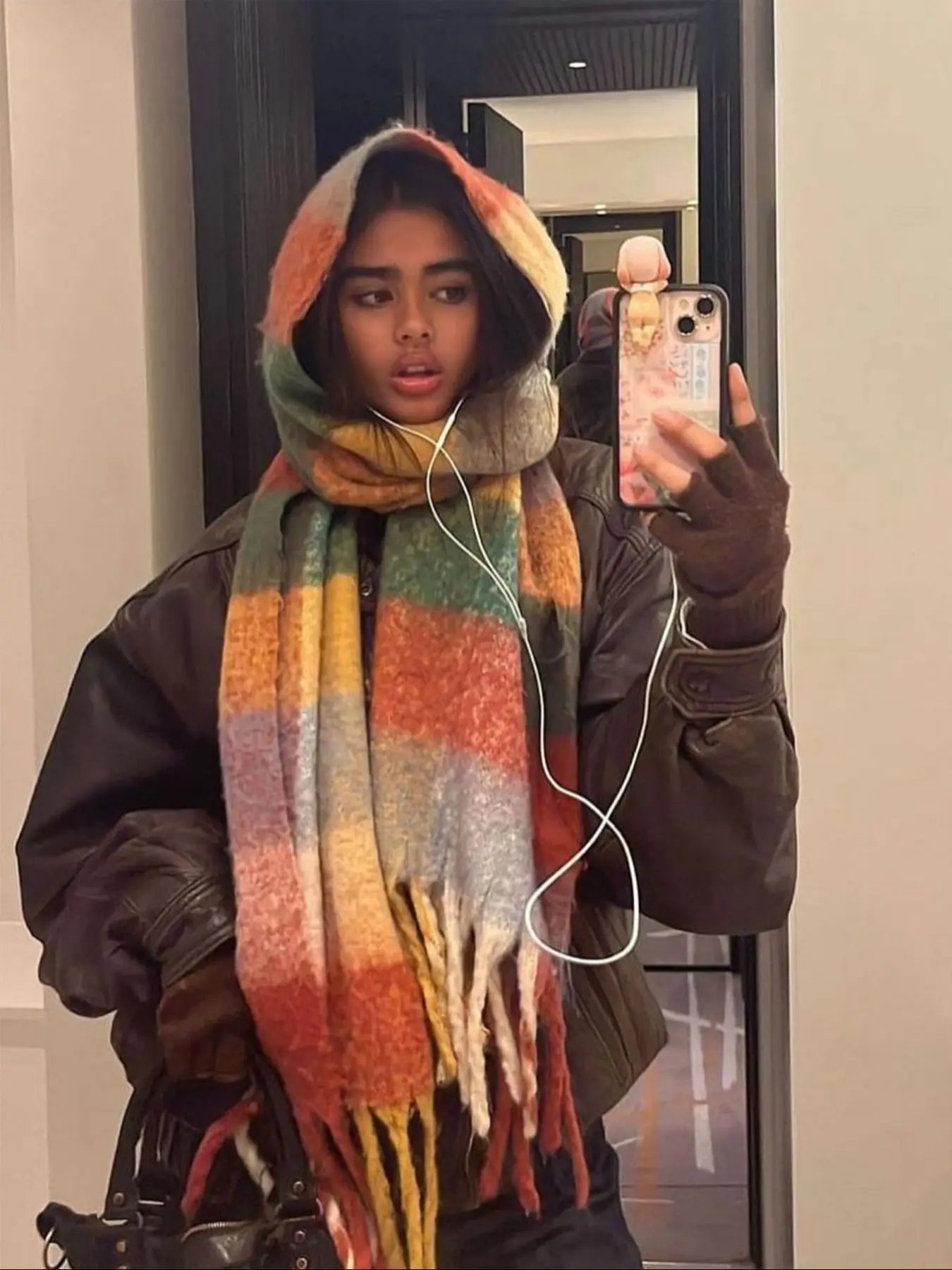 Women's Fashion New Scarf, Winter Plaid Scarf, Thick Warm Multi-Functional Headscarf, Unisex Design, Perfect for Cold Weather Winter Scarf, Fluffy Soft Scarf