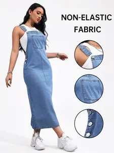 Women's Denim Strap Dress, Loose Fit Casual Midi Dress, Street Style, Daily Wear, Music Festival Fashion, Comfortable and Stylish