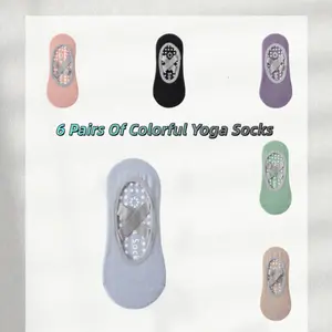 6 Pairs Yoga Sock Pilate Socks，Non-Slip Grip Socks for Women, Breathable & Moisture-Wicking for Sports Fitness Exercise
