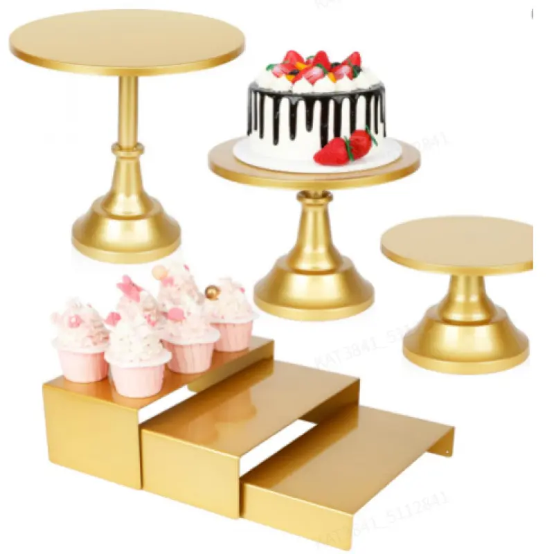 4pcs Golden Cake Stand Set, Elegant Dessert Display Pedestals Wedding Party Celebrations, Exquisite Pastry Holder.