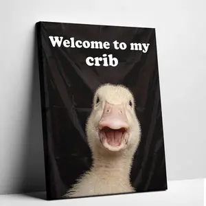 Unframed Welcome To My Crib Duck Canvas Art Funny Meme Poster Quirky Dorm Room Decor Humorous Wall Print
