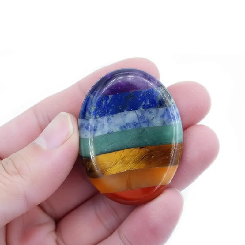 Non-Natural Crystal Thumb Worry Stone - 7 Chakra Therapeutic Portable Stress Relief, Thumb-Shaped Massage & Gua Sha Stone, Meditation Gift for Women (1 Count) Back to School