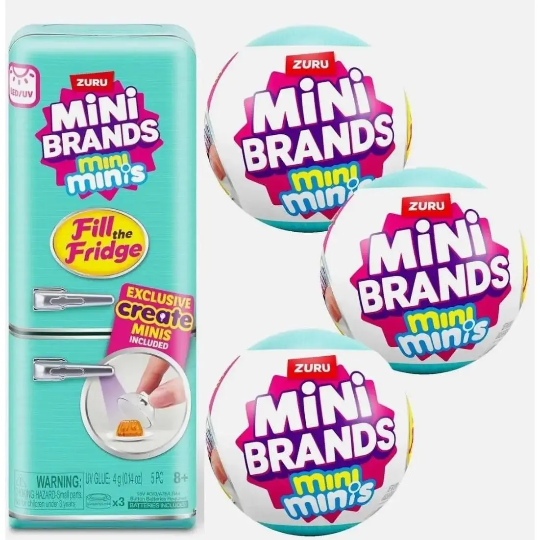 Mini Minis Refrigerator + 3 Capsules, Fill The Fridge Set, Mini Brands