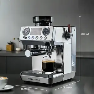 San Dream Espresso Machine with Grinder 20 Bar Espresso Coffee Maker Milk Frother Steam Wand Stainless Steel Automatic Pressure Release Function Espresso Machines for Home
