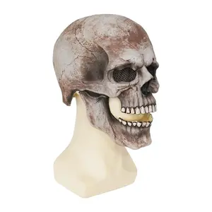 Halloween Horror Skeleton Movable Helmet Skull Head Full Face Latex Mask For Adult Carnival Cosplay Party Decor Props