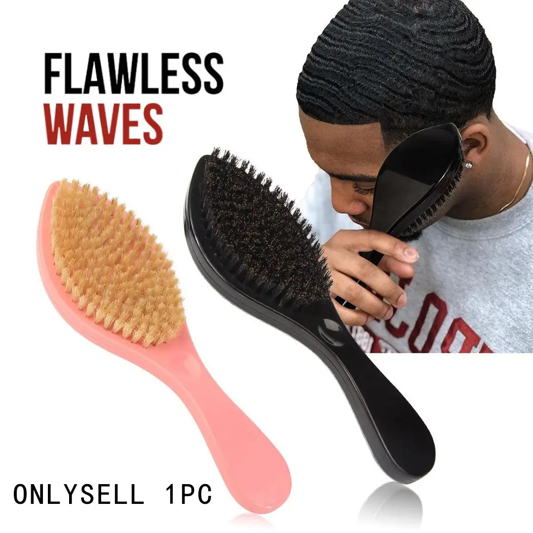360 Wave Brush in Black and Pink, Hard Detangling Hairbrush, Detangler Brush, Styling Brush with ABS Handle, Reinforced Nylon Bristles, Ideal Gift for Boyfriend or Father, Christmas Gift