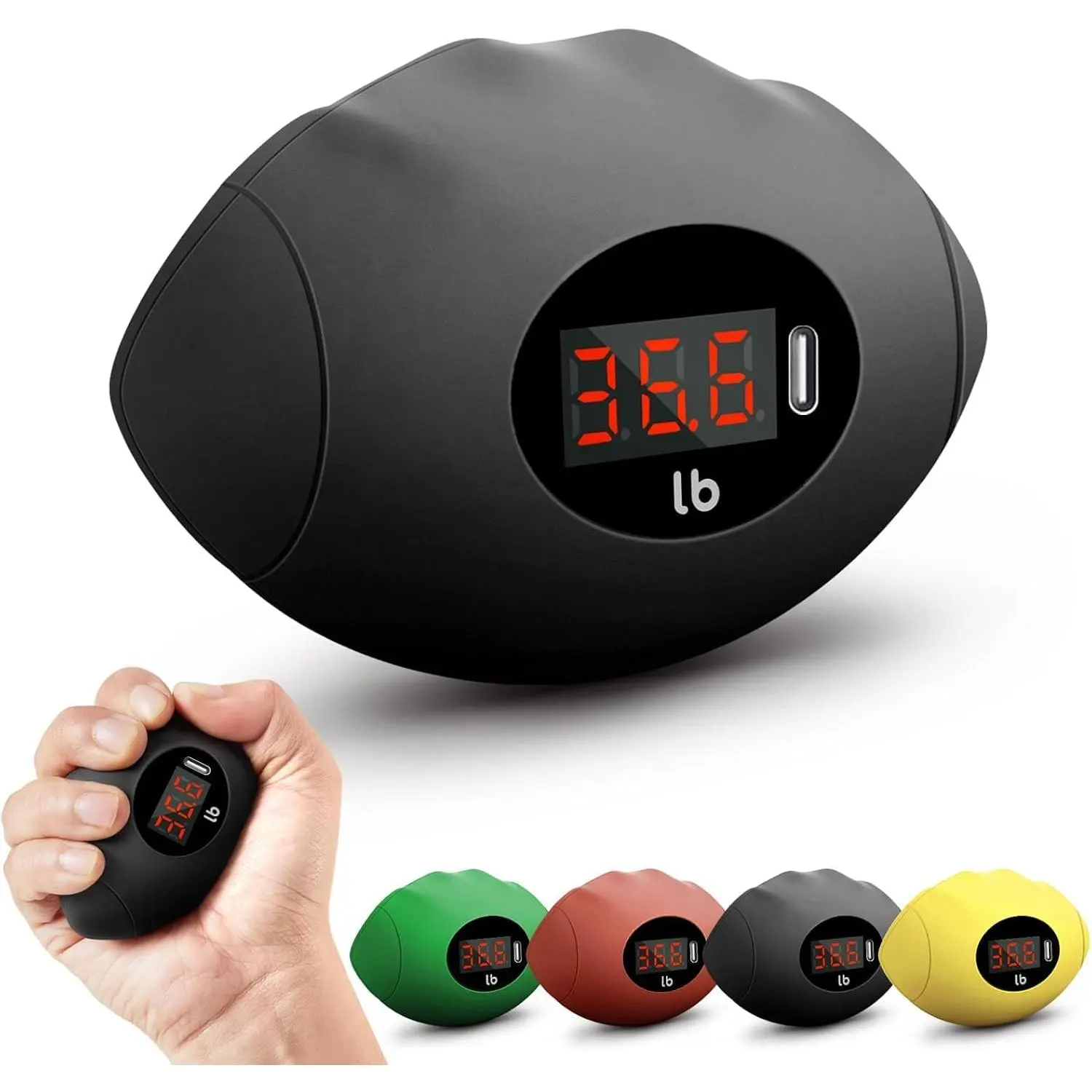 Hand Grip Strengthener, Rechargeable Digital Grip Strength Trainer up 220.4 Lbs(100kg) Hand Grip Exerciser Equipment for Strength Training-Forearm-Gripper-Finger, Stress Balls for Adults/Kids