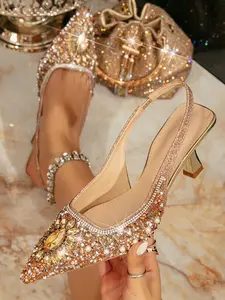 Halloween dress-up, elegant women's high heels, sexy and luxurious Latin style European and American style party shoes, dancing shoes, princess shoes,  wedding bridesmaid shoes, mules, Glitter Decorated Sandals