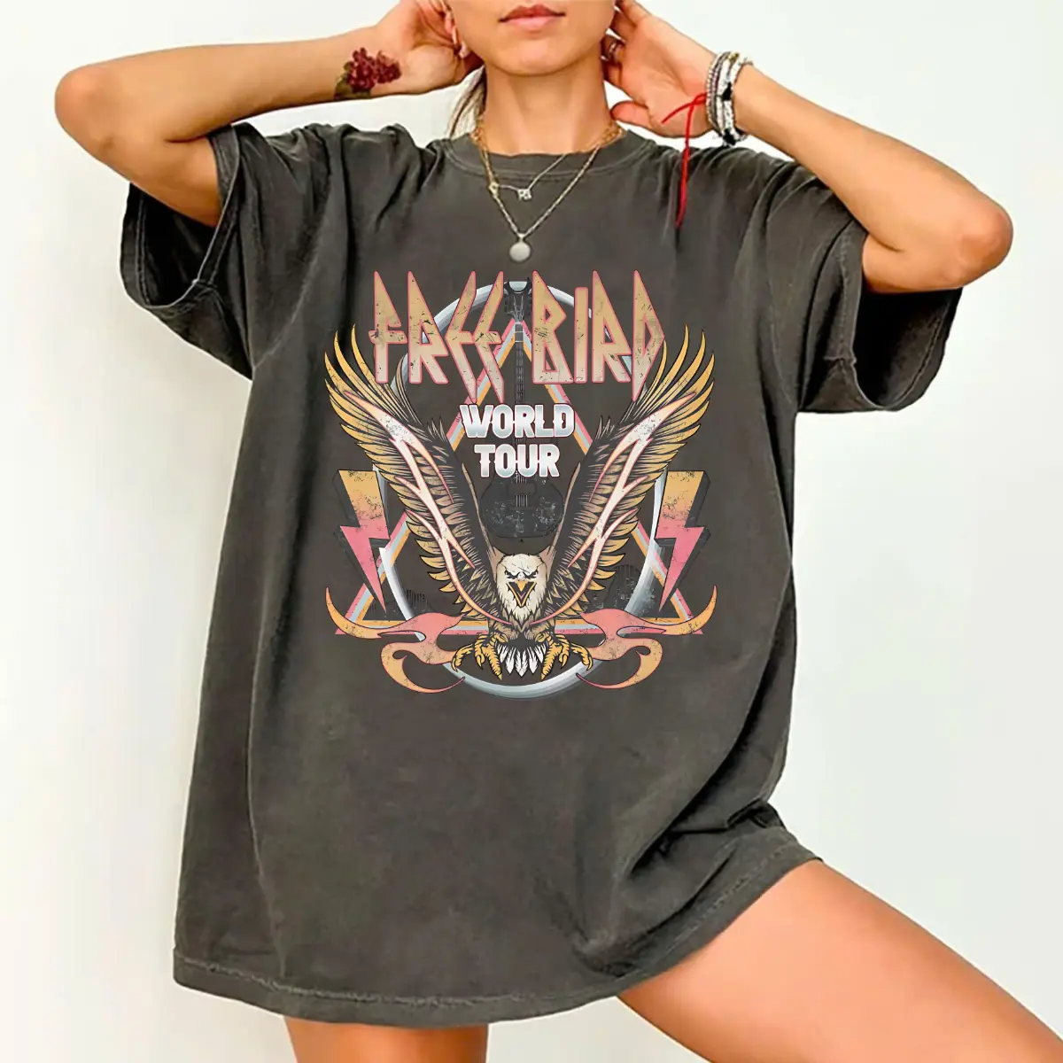 Comfort Colors FreeBird World Tour Band Music Vintage Graphic Trendy T-shirt Country Music Eagle Thunderbird Tee Retro Music Vintage Inspired Women Gift