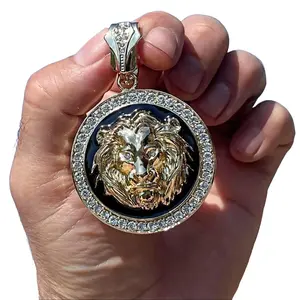 Iced King 14K Gold Plated Lion Medallion - Fashion Accessory