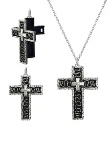 3D printed vintage charm jewelry, cross pendant necklace with secret compartment, openable stainless steel chain pendant necklace, Easter gift for her/him, stainless steel vintage charm jewelry, Cross Necklaces