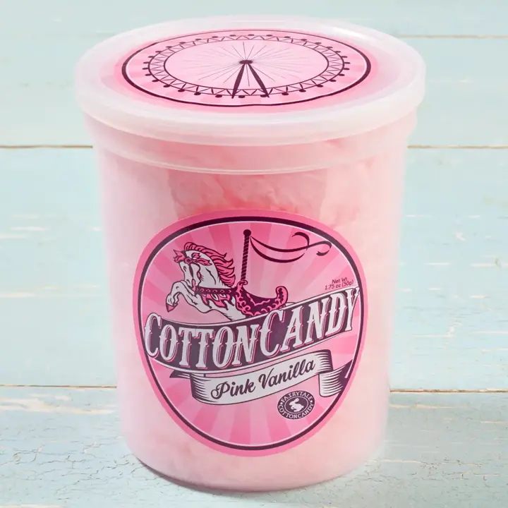 CSB Cotton Candy - Sweet Pink Vanilla Powdered Sugar Party Snack, 1.75oz Tub Novelty Treat for Candy Lovers