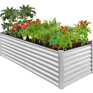 Best Choice Products 8x4x2ft Outdoor Metal Raised Garden Bed, Planter Box for Vegetables, Flowers, Herbs