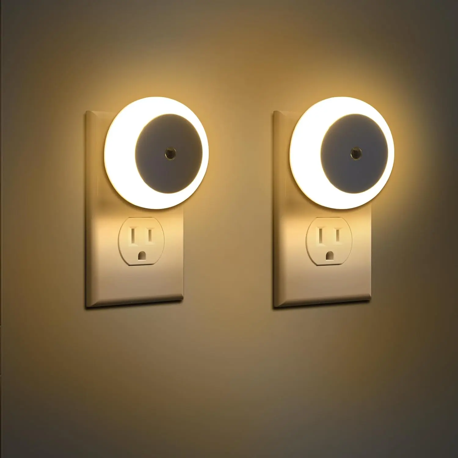 Soft Warm White Night Light 2 Pack, Compact LED Indoor Lighting with Motion Sensor, Dusk to Dawn Energy Saver for Kids Room and Bathroom, Mood Lighting, Sensory Lights, Led Lighting Solutions