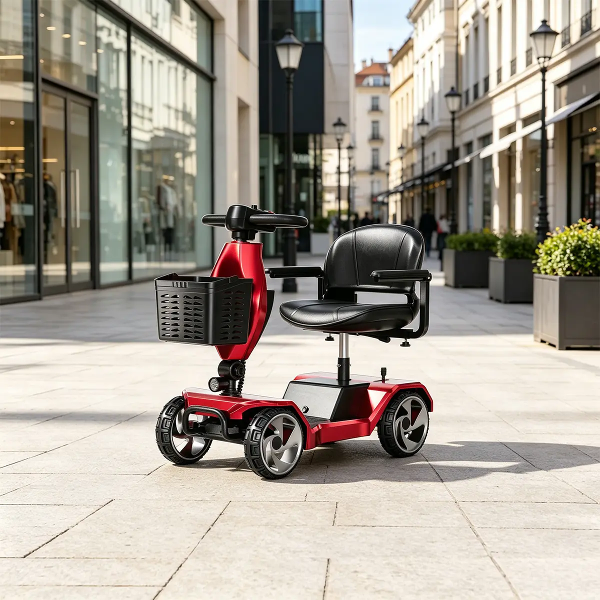 HOMYKING Foldable 4-Wheel Electric Scooter 250W Powerful Motor, 15+ mi Range, Dual Suspension Shock Absorption, Front Brake, Removable Basket, 300LBS Capacity Travel Mobility Aid