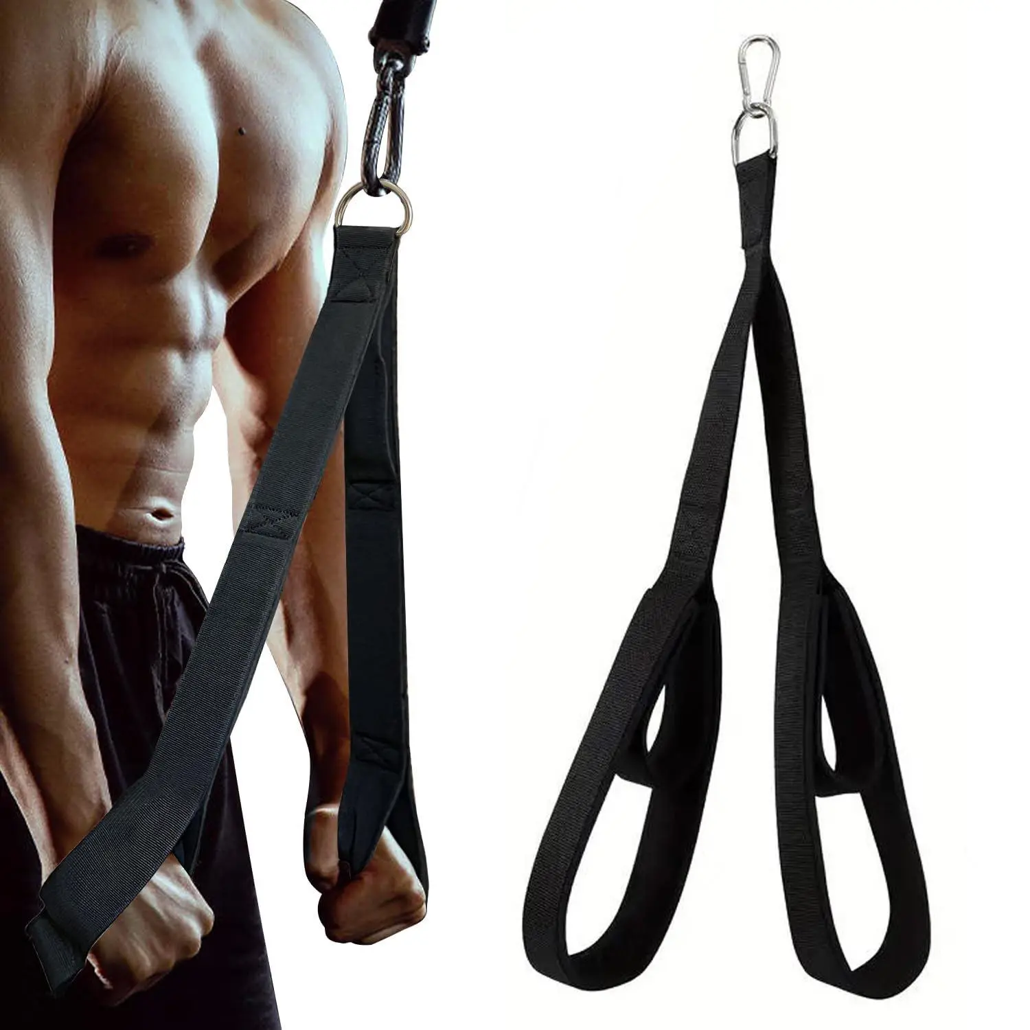 Cross-border biceps triceps rope training double-ended tension rope muscle exercise fitness handle lower waist rope arm rope, gym ring, gym accessories bicep curl, Gym Equipment, Workout Band  push down Home Gym Kit Gym Belt  Hand Grips