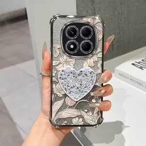 1 Piece Suitable For Redmi Note 14 4G/5G/Note 14 Pro/Note 14 Pro+/note 14s Blooming flowers Office Ready Flexible Suitable For Redmi Note 14 Pro 4G Phone Case Cover With Shockproof And Stand