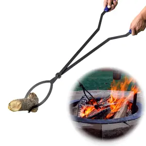 40in Fireplace Tongs Set Firepit Accessories Tool Outdoor Indoor Bonfire Campfire Backyard Wood Stove Safety Wood Burning Christmas Gifts